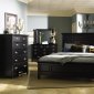 Black Finish Retro Classic Bedroom w/Oversized Headboard Bed
