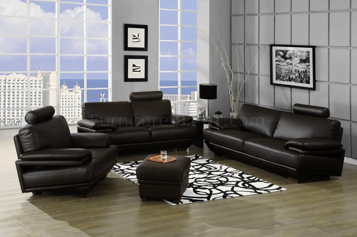Modern Black Bonded Leather Sofa & Loveseat Set w/