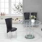 Modern Dinette w/Round Glass Top & Black Faux Leather Chairs