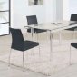 Glass Table Top & Black Chairs Moden 5PC Dining Set w/Metal Legs