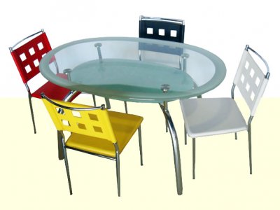 Glass Top & Metal Base Modern Oval Dining Table w/Shelf