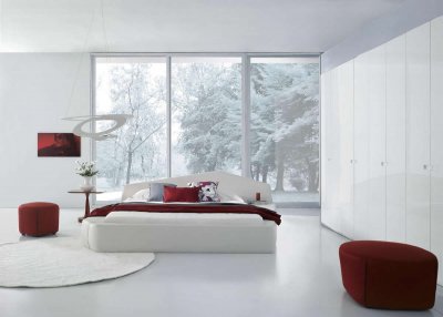 White Platform  on White Leatherette Elegant Modern Platform Bed At Furniture Depot
