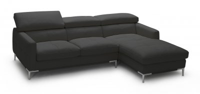 1281b Sectional Sofa in Black Full Leather by J&M