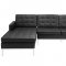 Loft Sectional Sofa in Black Leather by Modway