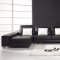 Black Leather Modern Sectional Sofa w/Shelves & Ottoman