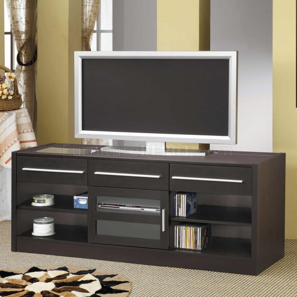 Cappuccino Finish Modern TV Stand w/ConnectIt Power Drawer