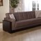 Brown Fabric & Leatherette Base Sectional Sofa Bed w/Storage
