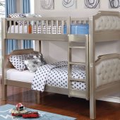 Beatrice Bunk Bed CM-BK717 in Champagne w/Upholstered Headboard