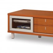 Cherry Finish Contemporary Tv Stand With Glass Door Cabinets