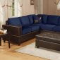 Navy Microfiber Contemporary Sectional Sofa w/Faux Leather Base