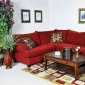 Red Fabric Contemporary Sectional Sofa w/Rolled Arms