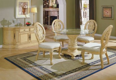 Antique White Office Furniture on Antique White Traditional Formal Dining Set With Glass Top At