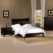 Dark Cappuccino Finish Contemporary Bedroom w/Flat Paneled Bed