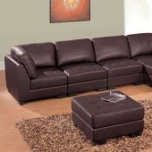 Modern Brown Leather 5 Pc Sectional Sofa W/Ottoman