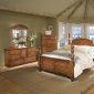 Dark Pine Finish Contemporary Bedroom w/Cannonball Panel Bed