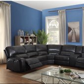 Saul Power Motion Sectional Sofa 53745 in Gray Leather-Aire