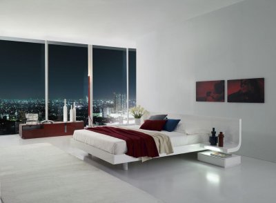 Contemporary Lacquered Furniture on White Lacquer Modern Platform Bed W Built In Night Stands At Furniture