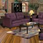 Eggplant Fabric Modern Sofa & Loveseat Set w/Options