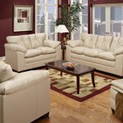 Taupe Bonded Leather Modern Sofa & Loveseat Set w/Wooden Legs