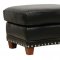 Black Full Italian Leather Classic 4Pc Sofa Set w/Nailhead Trim