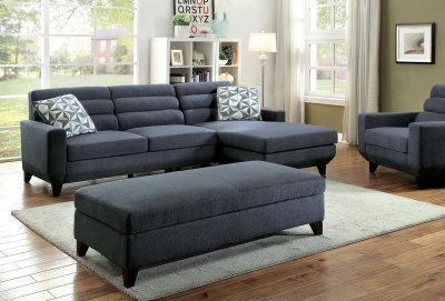 Jensen Sectional Sofa CM6790 in Dark Gray Fabric w/Options