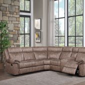 Dollum Motion Sectional Sofa LV00397 in Chocolate Velvet by Acme