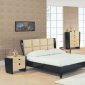 Two-Tone Wenge & Beige High Gloss Finish Stylish Bedroom Set