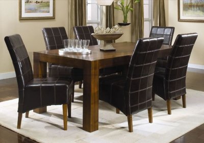 Dining Room Leather on Walnut Finish Modern Dining Room W Full Leather Chairs At Furniture