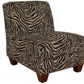 Zambia Coffee Fabric Modern Armless Chair w/Wooden Legs