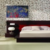 Wenge Finish Contemporary Bedroom Set w/Red Details