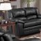 Black Bonded Leather Living Room w/Baseball Stitch Seams