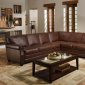 Cocoa Brown Top Grain Italian Leather Traditional Sectional Sofa