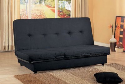 Futon Sofa Beds  Storage on Black Convertible Sofa Bed With Storage Space At Furniture Depot