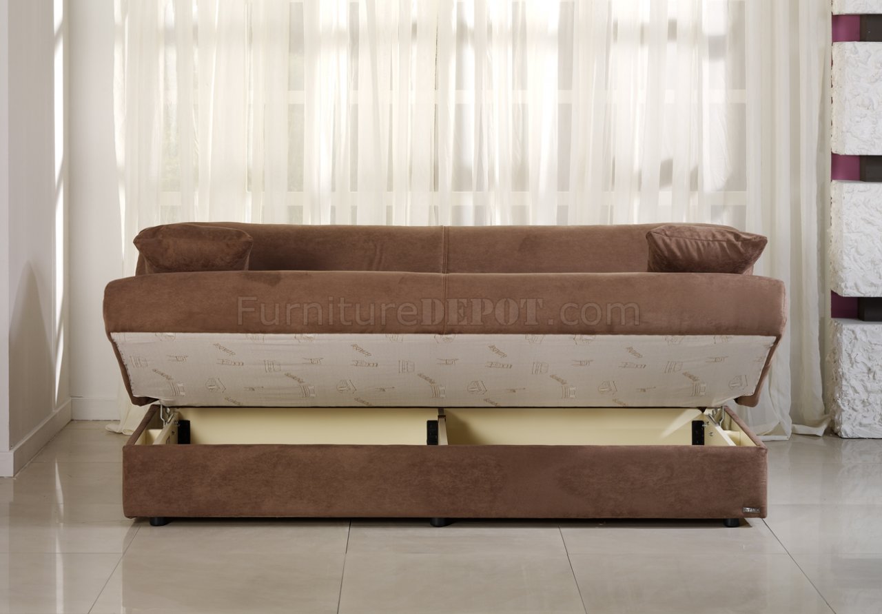 ... Truffle Microfiber Sofa Bed with Storage IKSB REGATA Rainbow Truffle