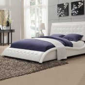Tully 300372 Upholstered Bed in White Leatherette by Coaster
