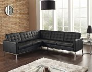Loft L-Shaped Sectional Sofa in Black Leather by Modway
