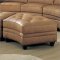 Camel Leather Sectional Sofa & Ottoman Set W/Nail-Head Design