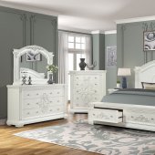 Alicia Bedroom Set 6Pc in Antique White w/Options