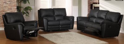Black Leatherette Modern Reclining Sofa & Loveseat Set w/Options
