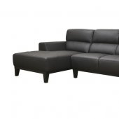 Black Leather Contemporary L-Shaped Sofa Sectional w/High Back