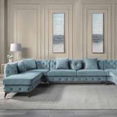 Atronia Sectional Sofa LV01161 in Deep Green Fabric by Acme