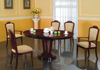 Modern Dining Tables on Modern Dining Set With Mahogany Color Oval Shape Table At Furniture