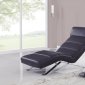 Black Bonded Leather Modern Chaise Lounger w/Chrome Legs
