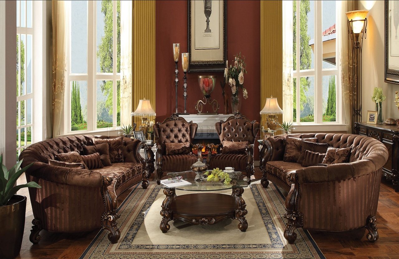 Versaille Sofa In Brown Fabric By Acme 52080 W Optional Items