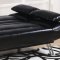 Black Faux Leather Modern Convertible Sofa Bed w/Metal Legs
