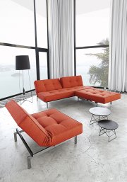 Splitback Sofa Bed in Orange w/Steel Legs by Innovation w/Option