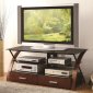 700770 TV Stand in Brown by Coaster w/Black Glass Shelves
