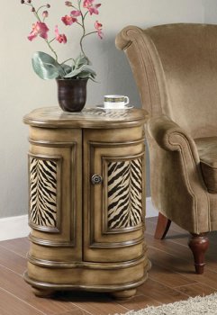 Antique Style Finish Classic Side Chest w/Zebra Printed Details [CRC-900365]