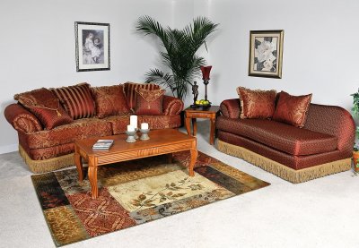 Contemporary Furniture Chaise on Chocolate Fabric Contemporary 2pc Sofa   Chaise Set At Furniture Depot
