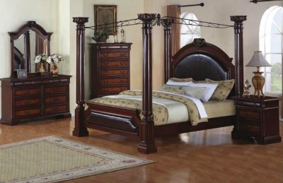 Two-Tone Finish 5Pc Classic Bedroom Set w/Canopy Bed